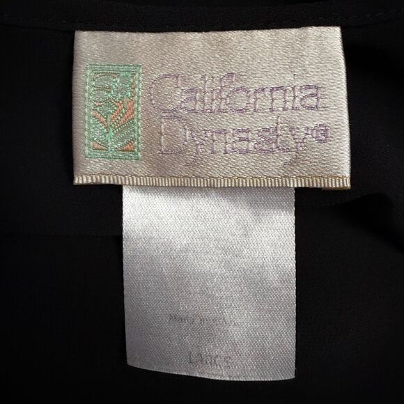 Vintage California Dynasty Sheer Black Boudoir Robe Romantic Goth Dark Glam Sz L - Picture 7 of 8